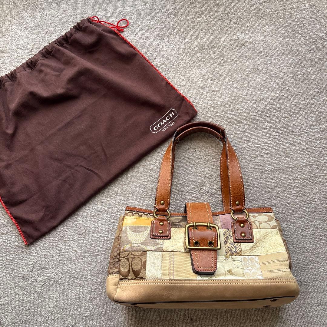 COACH パッチワークレザー ハンドバッグ保存袋付き　ヴィンテージ