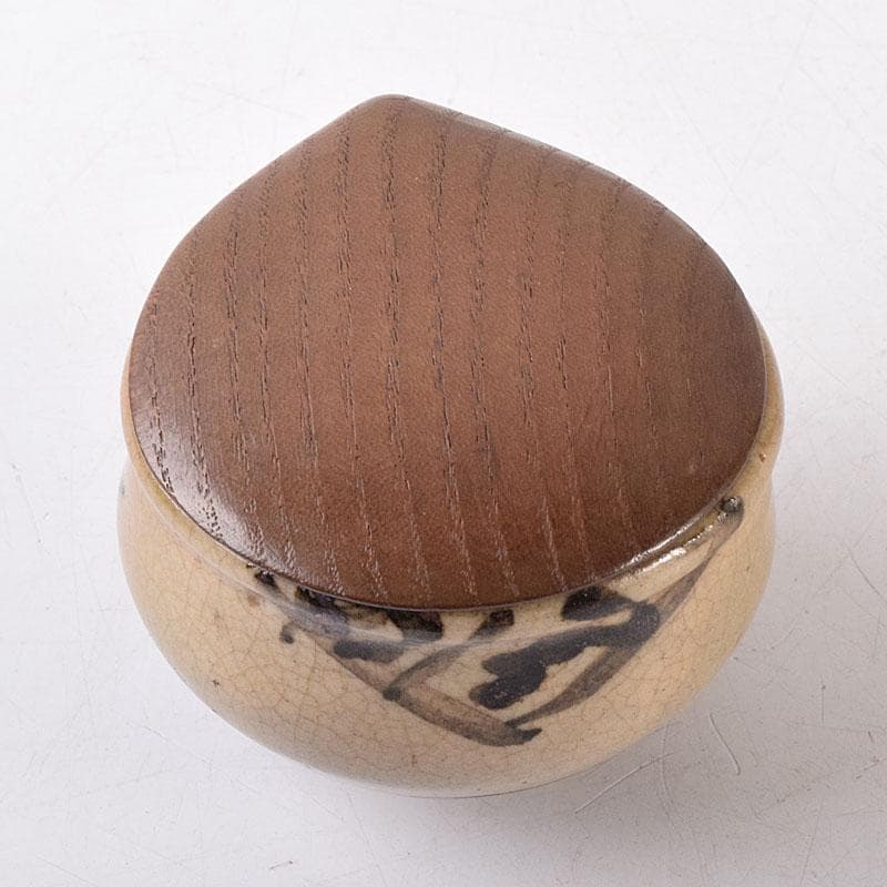 散歩星人　茶道具　因久山焼　芦澤保親作　茶入　共箱　V　R8658