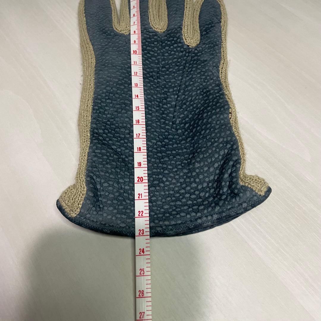 美品☆アルポ☆手袋☆ブルー☆カピバラレザー☆カシミヤ☆