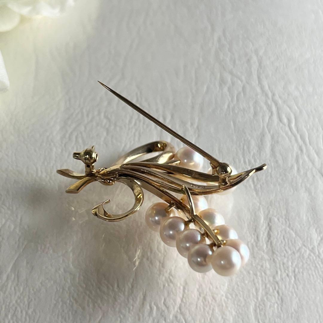 ☆美品☆ミキモト　K14 パール　ブローチ　花束デザイン　皇室御用達ブランド