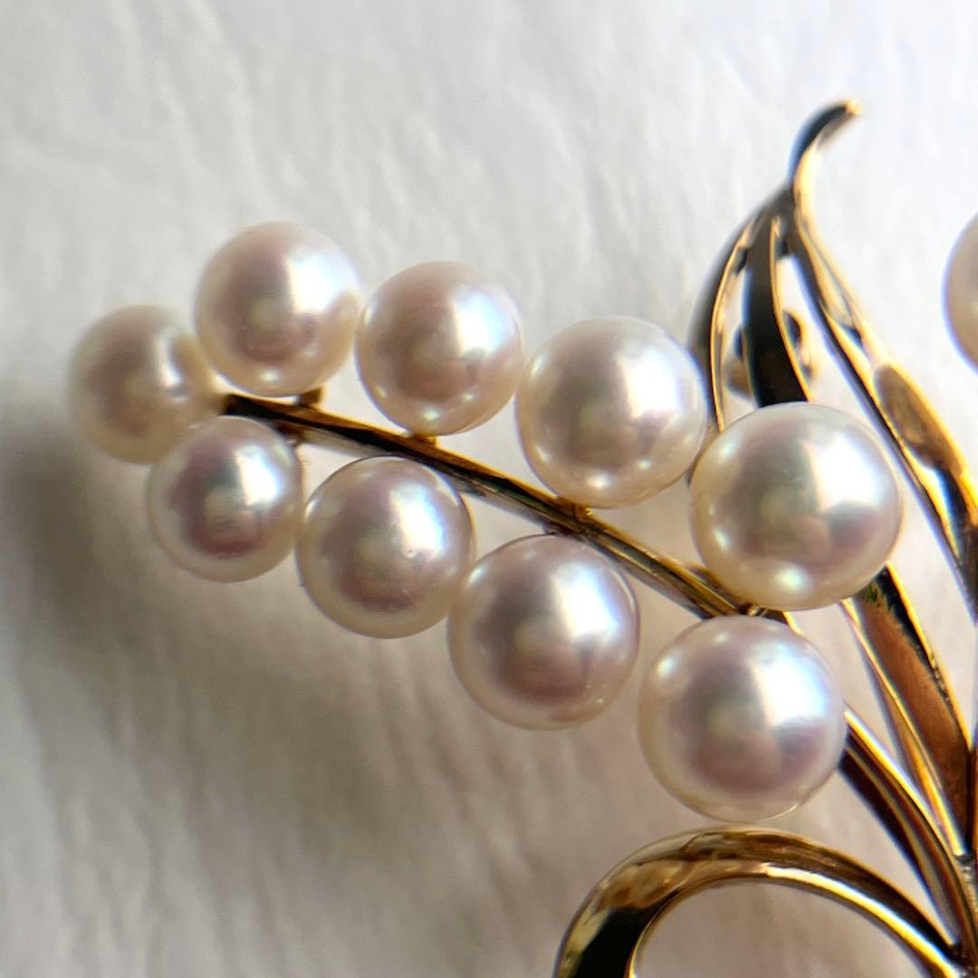 ☆美品☆ミキモト　K14 パール　ブローチ　花束デザイン　皇室御用達ブランド