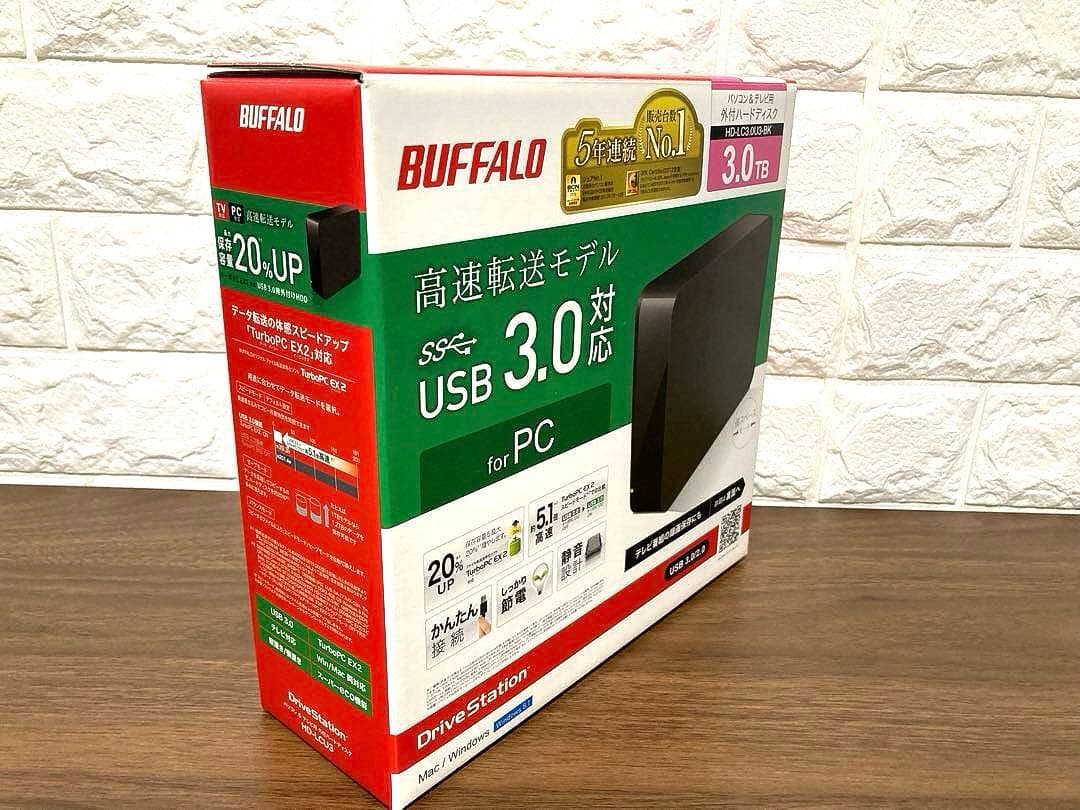 【新品未使用】BUFFALO HD-LC3.0U3-BK3.0TB 外付けHDD