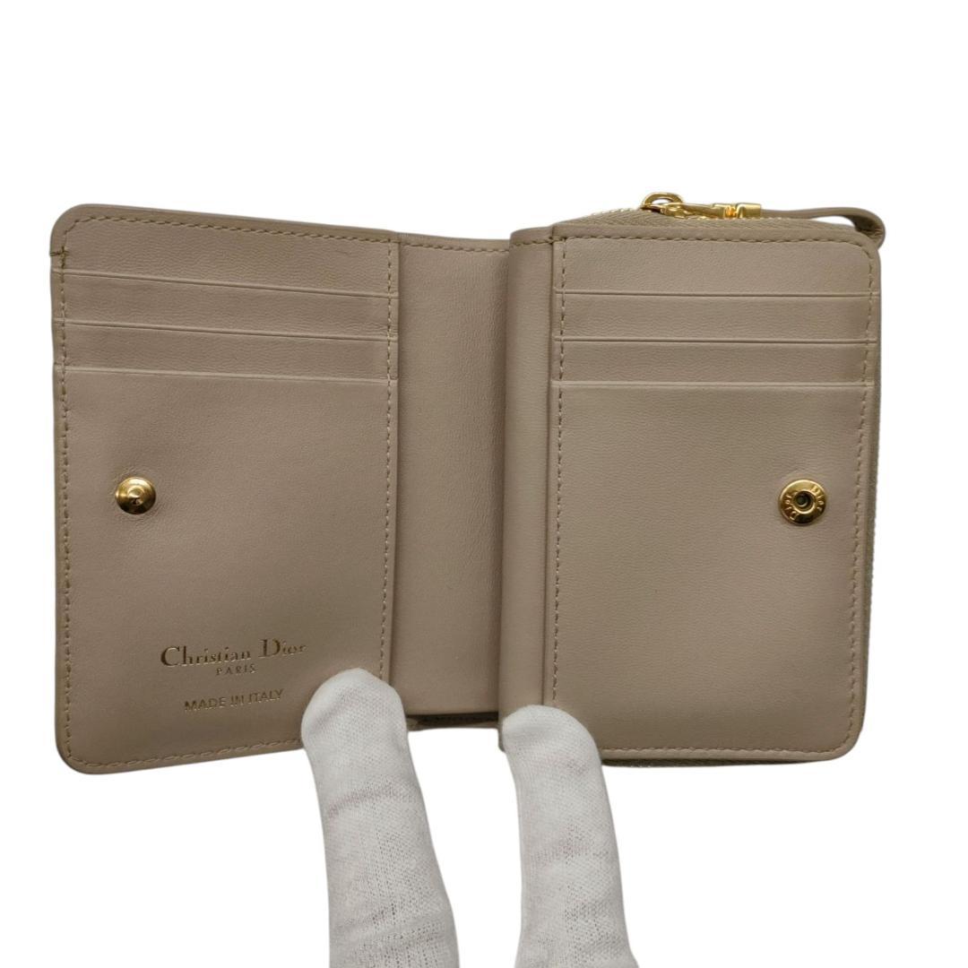 ディオール　折り財布　アカシアスウォレット　カナージュ　カロ　ベージュ