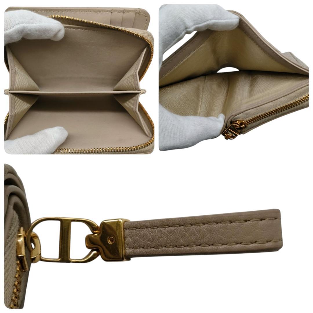 ディオール　折り財布　アカシアスウォレット　カナージュ　カロ　ベージュ