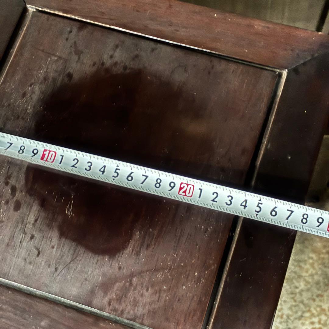 中国美術 古唐木造 透彫花台 如意巻足 正方高卓 盆栽台 香炉台 紫檀黄花梨