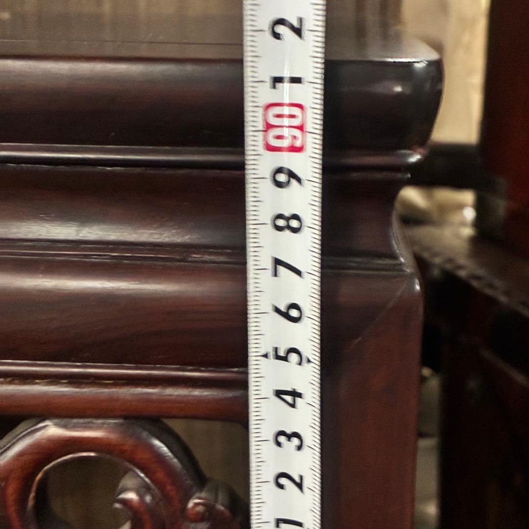 中国美術 古唐木造 透彫花台 如意巻足 正方高卓 盆栽台 香炉台 紫檀黄花梨