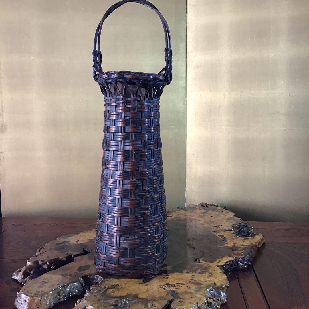 竹網　「花立」　明治期　(内銅筒)