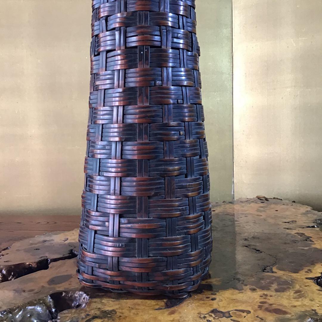 竹網　「花立」　明治期　(内銅筒)