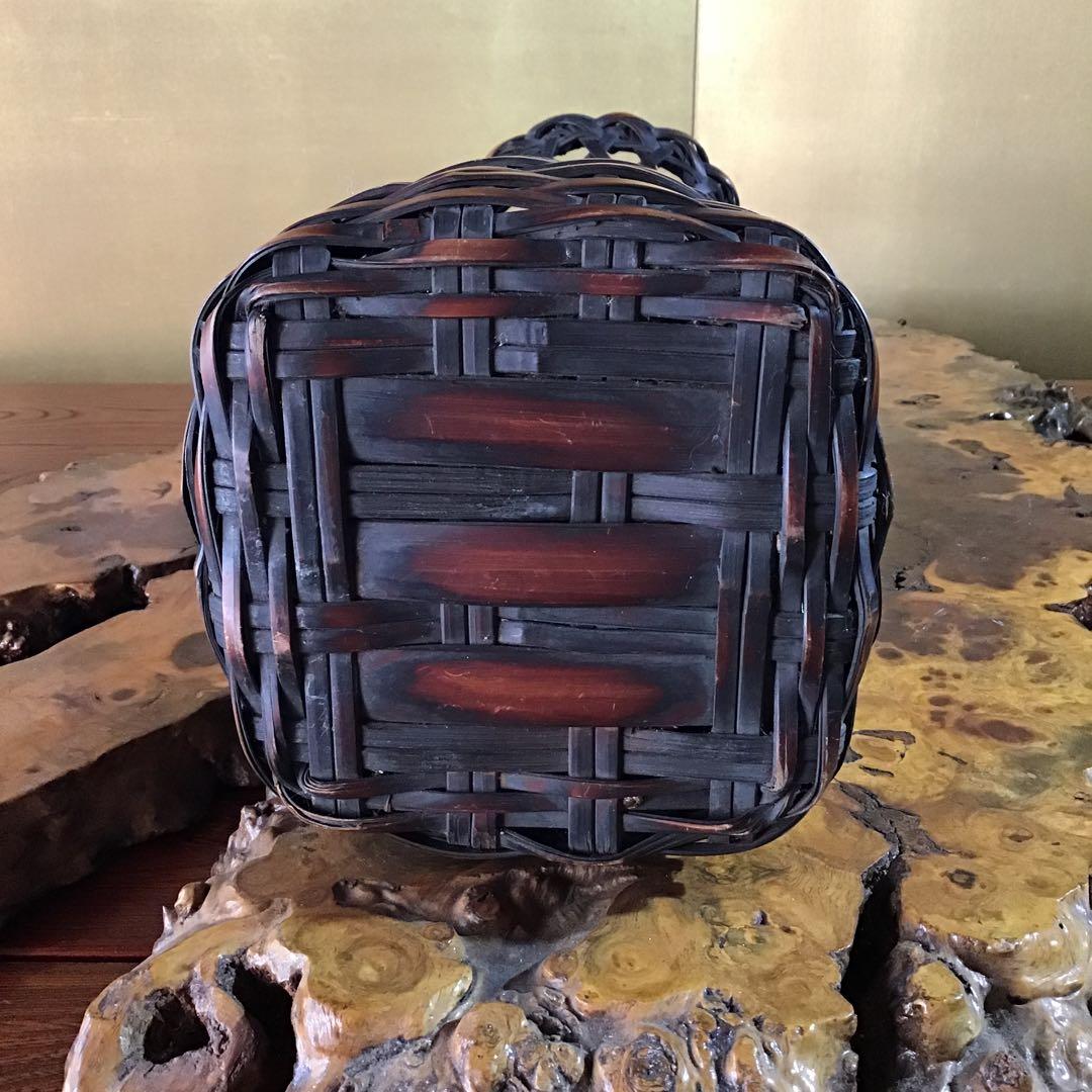 竹網　「花立」　明治期　(内銅筒)