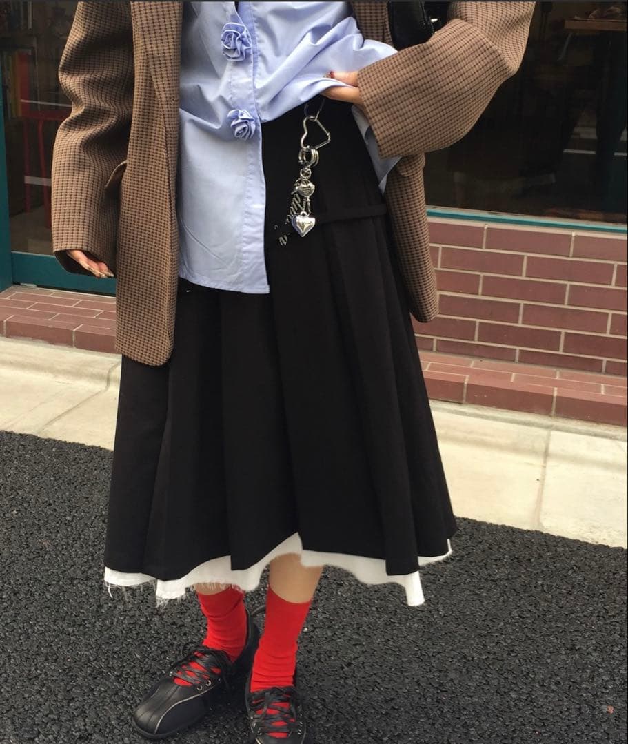 スカート Judin Belted layered pleats midi skirt