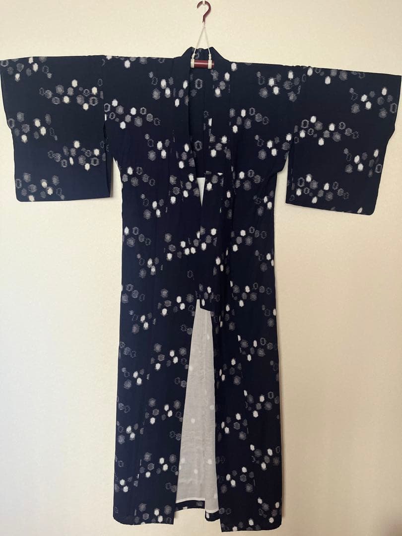 【お値下げ】訳あり★単衣久留米絣★牡丹雪柄★トールサイズ