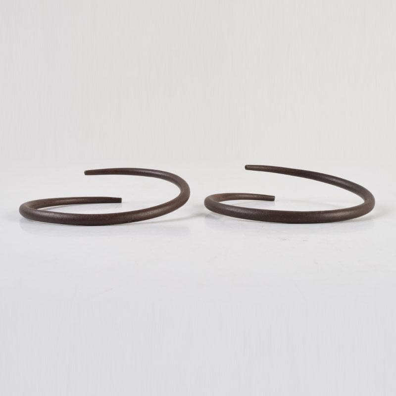 茶道具　御釜師　十三代宮崎寒雉造　釜環　丸環　一對　共箱　C　9184