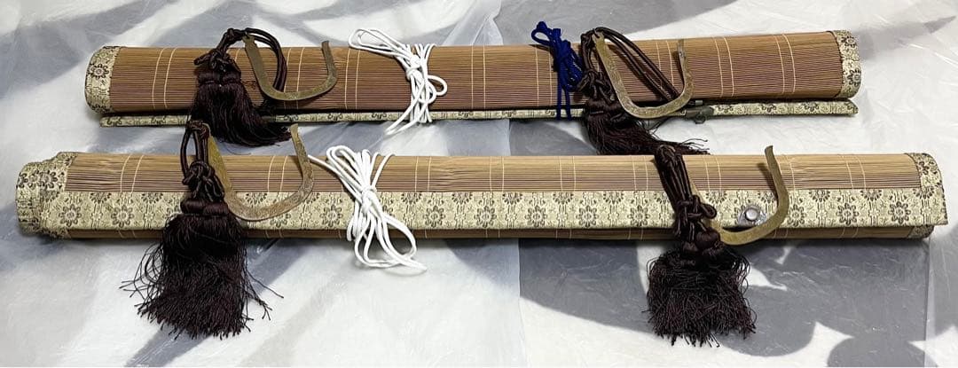 簾　御座敷すだれ　房・金具付 横88.5㎝ 縦165㎝　2点セット 茶道具 御簾