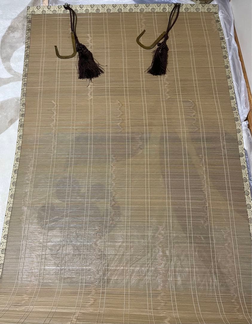 簾　御座敷すだれ　房・金具付 横88.5㎝ 縦165㎝　2点セット 茶道具 御簾