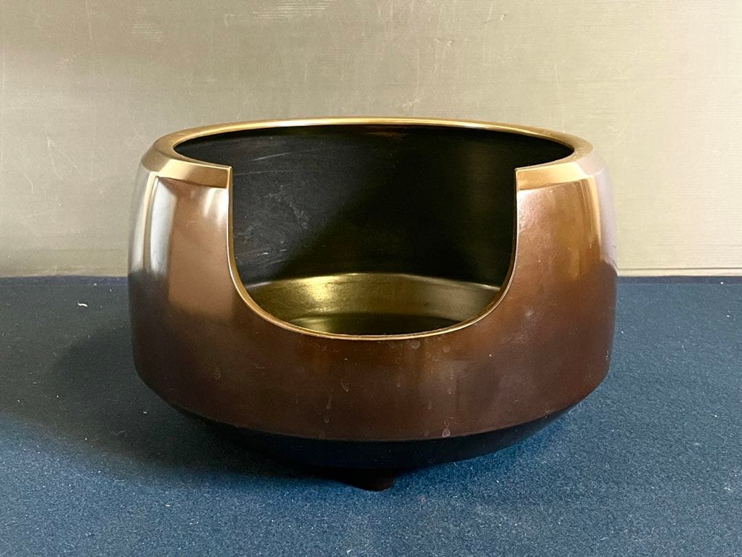 割引❣️『良品』「祖」 唐銅 面取 風炉 風炉師 福島 宗秀 共箱 （123F②）