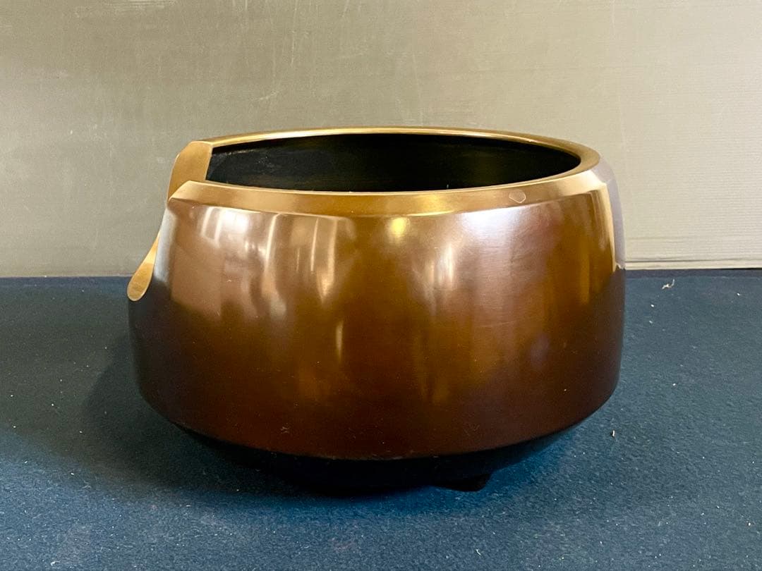 割引❣️『良品』「祖」 唐銅 面取 風炉 風炉師 福島 宗秀 共箱 （123F②）