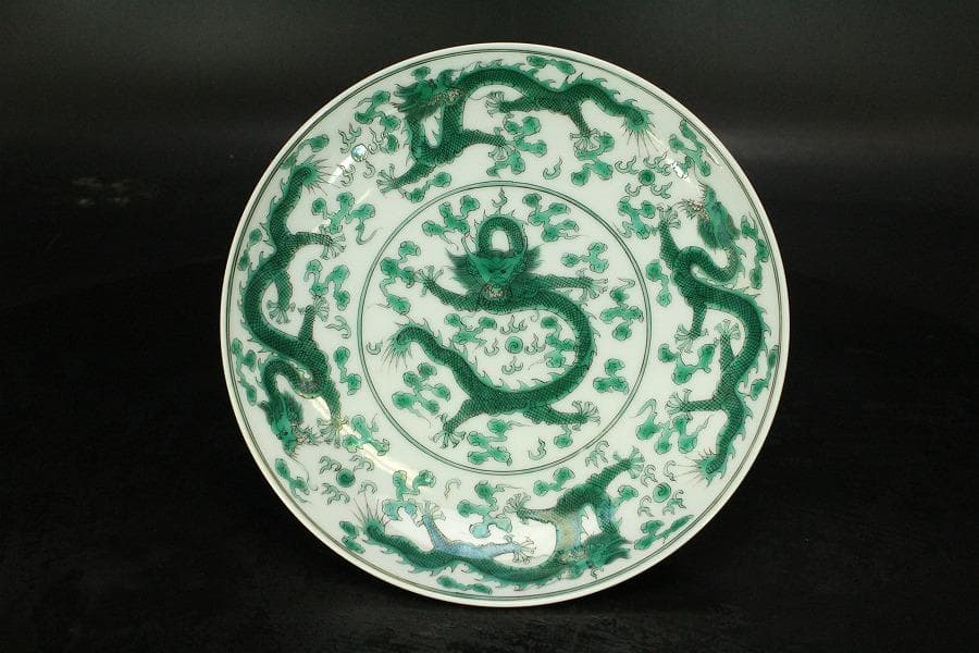 中国美術 龍紋 皿 φ20.3cm 雍正年製 款 希少 HA236