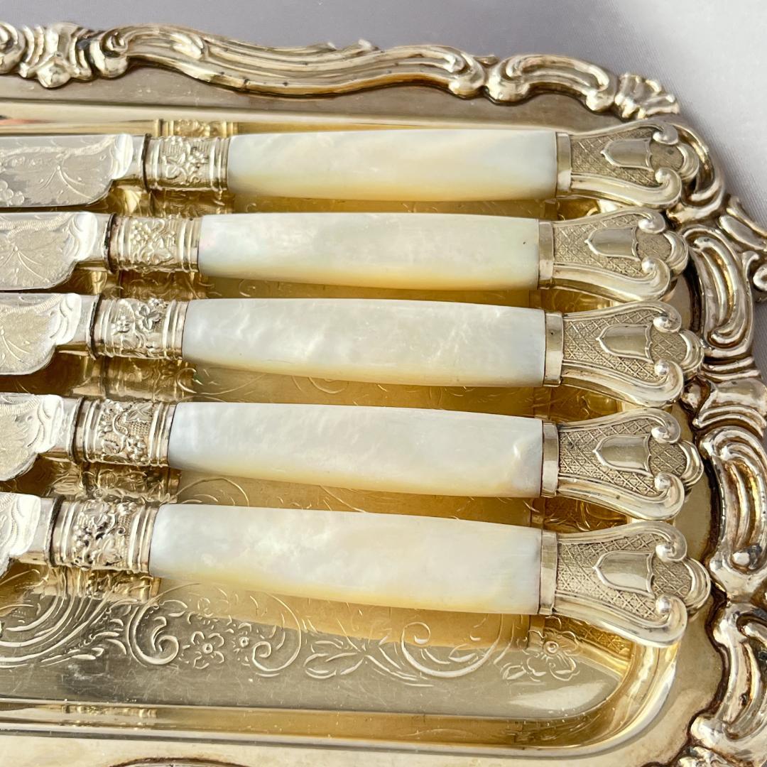 【白蝶貝】パストリーセット10本 マザーオブパール 葡萄と蔦のデコレーション