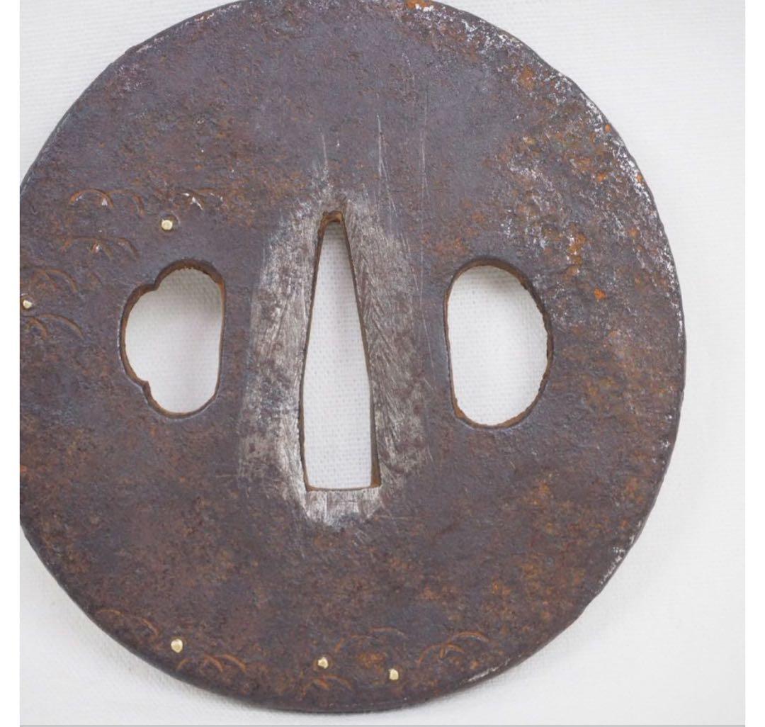 送料無料　江戸時代　星座象嵌鉄鍔