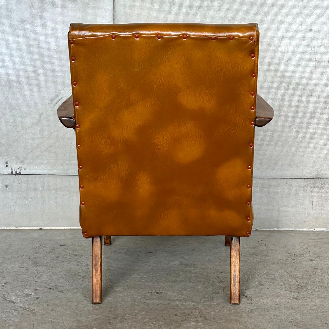 ✦1960〜1970✦PUレザー張り ラウンジチェア 木製脚　喫茶店　昭和レトロ
