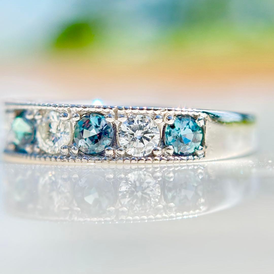 Pt900 アレキサンドライト ダイヤ 計0.76ctリング