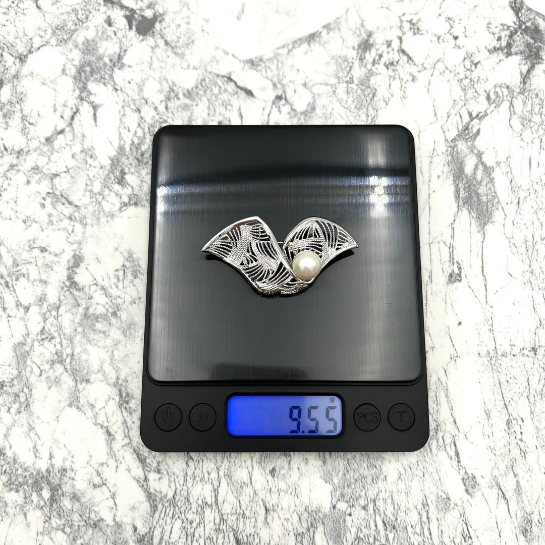 極美品✨ ブローチ パール 白蝶真珠 パールブローチ 10.5mm シルバー