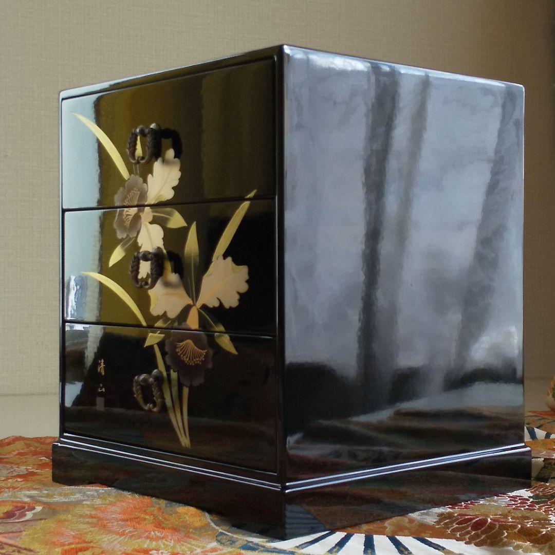 80's 会津塗 小引き出し カトレア 三ツ引タンス 3段引き出し 昭和