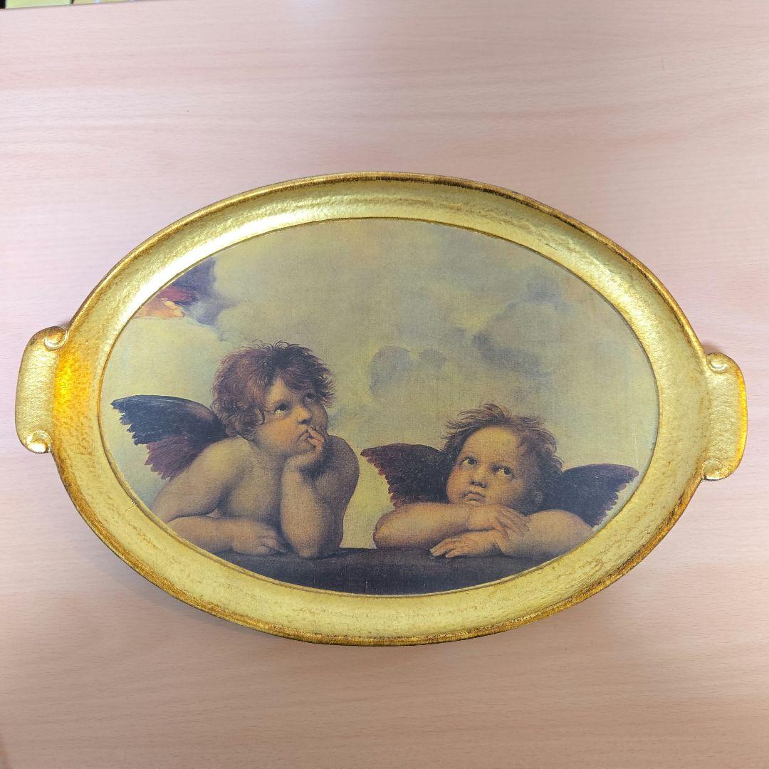 イタリア製 ラファエロ　天使のハンドペイントオーバルプレート