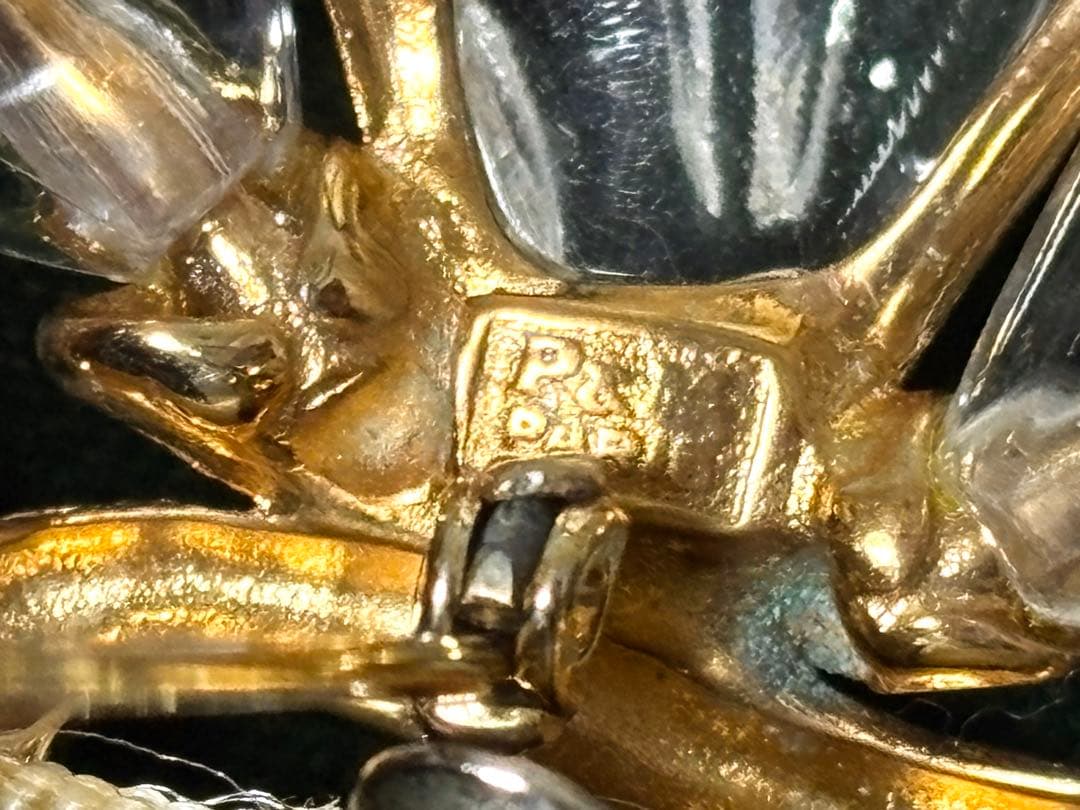 希少 P&M Paris ちょうちょ ヴィンテージ クリア ゴールド ブローチ