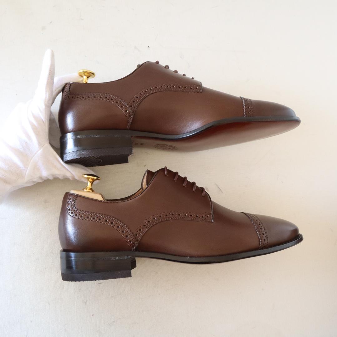 【未使用】BALLY パンチドキャップトゥ レザーシューズ EU6 茶 革靴