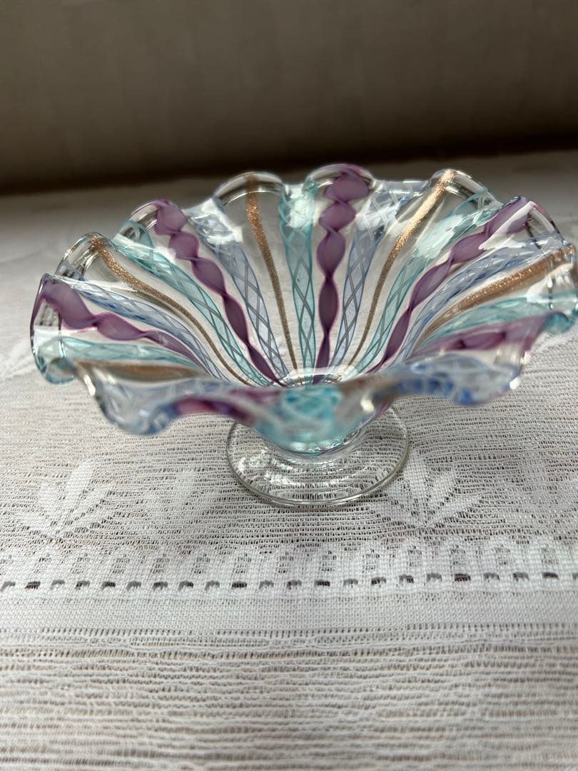 ベネチアングラス ガラス コンポート レース