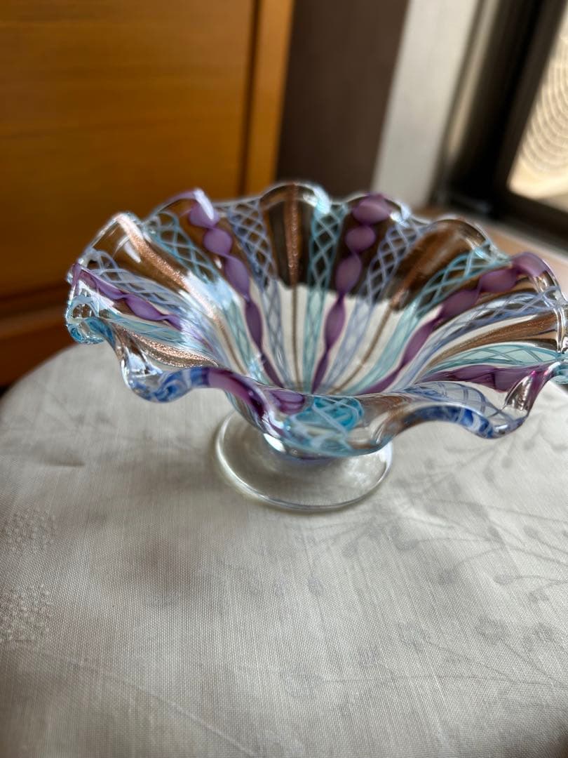 ベネチアングラス ガラス コンポート レース