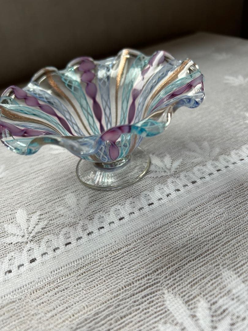 ベネチアングラス ガラス コンポート レース