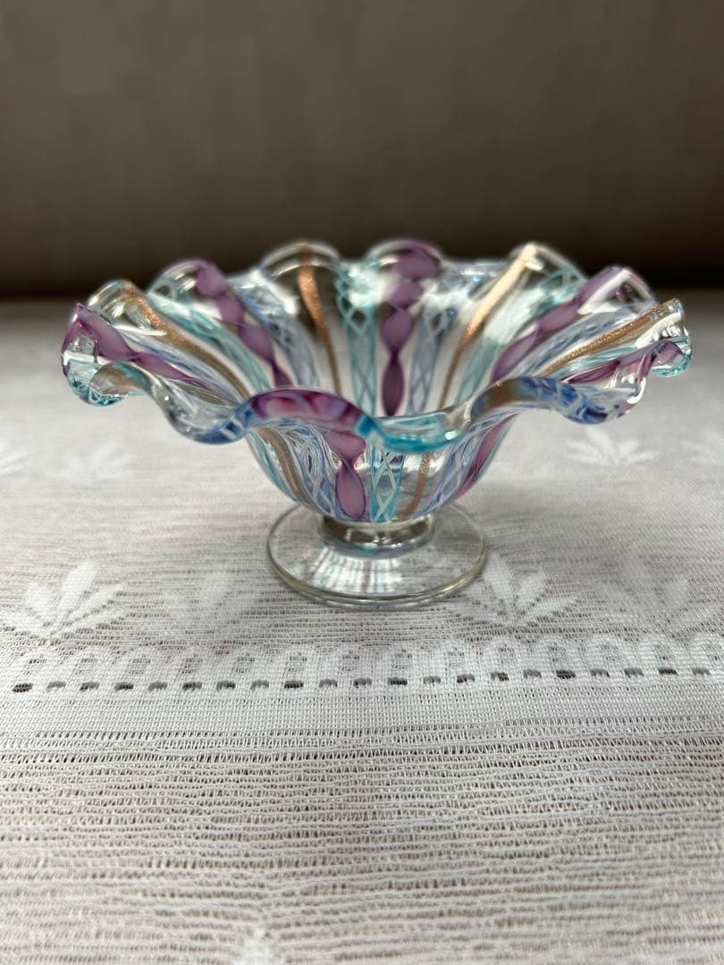 ベネチアングラス ガラス コンポート レース
