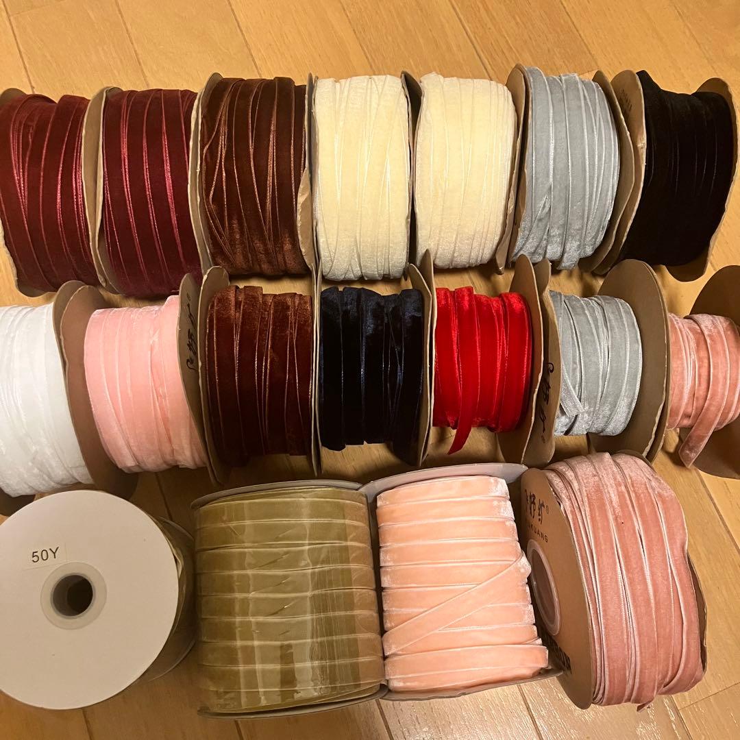 激安まとめ売り　ロール　ベルベット　ベロアリボン　業務用　新品多数　リボン資材