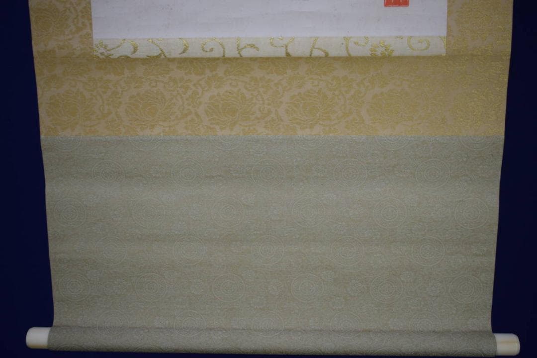 真作/今尾景年/刀豆にカマキリ図/景祥の桐極箱二重箱付/布袋屋掛軸HJ-109