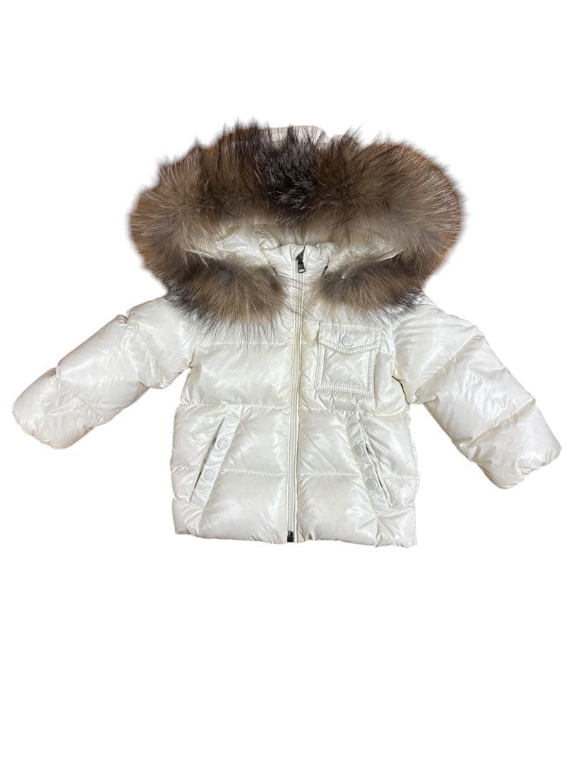 MONCLER ホワイト ダウンコート ファー付き　サイズ80