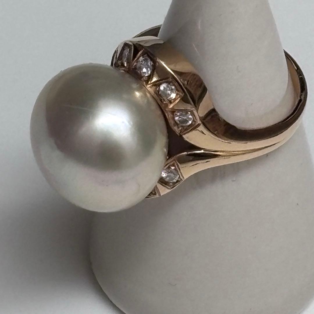 限定お値下げ‼️TASAKI★K18YG★9.2g南洋白蝶真珠14mmダイヤリング