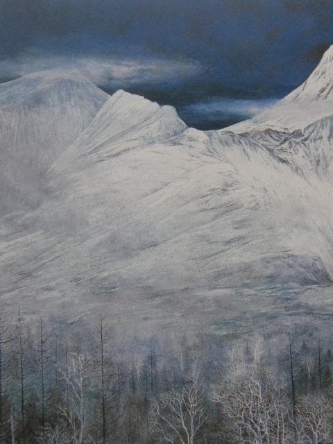 中村豪志、【磐梯】、希少な額装用画集画、新品高級額 額装付、状態良好