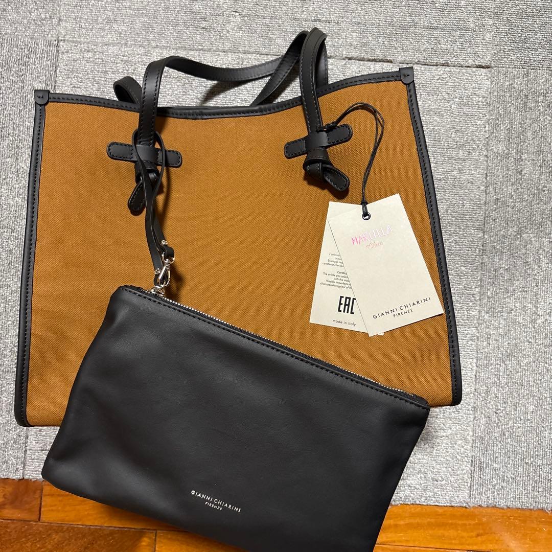 GIANNI CHIARINI ベージュトートバッグ