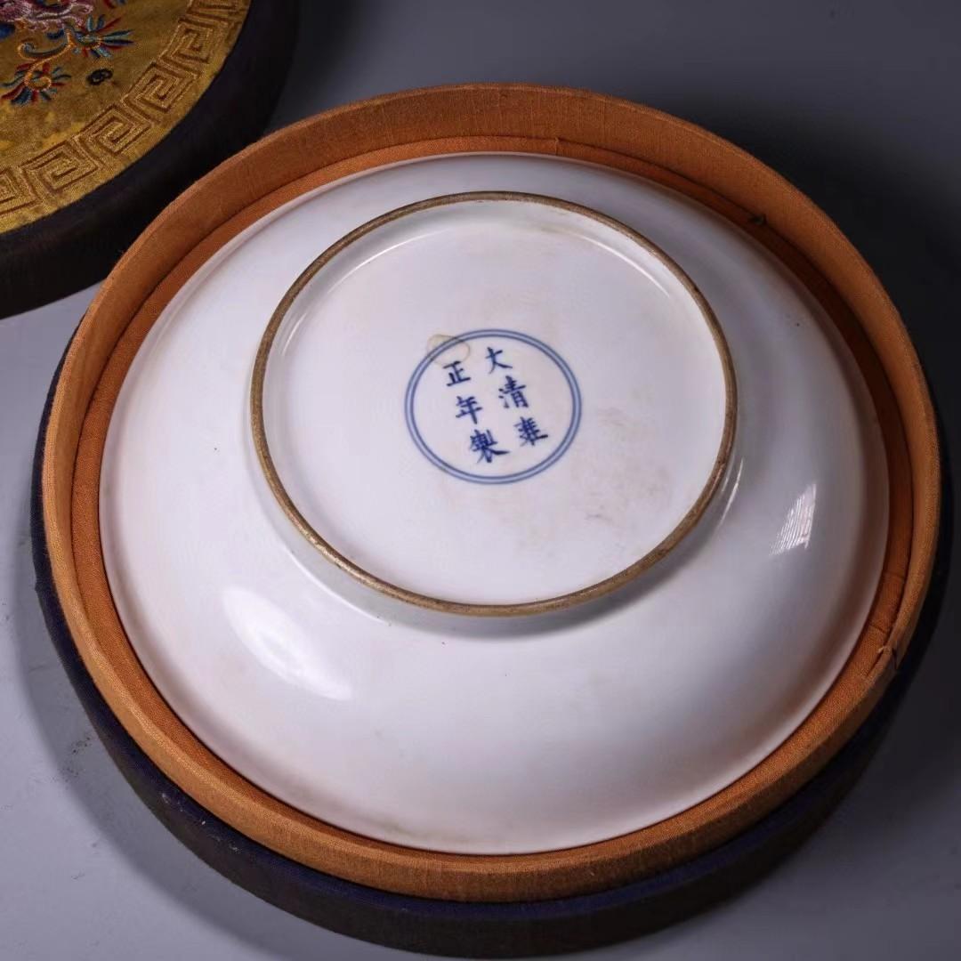 中国古美術・旧蔵粉彩・陶磁器中皿・人物風景絵・置物・純手描き・箱付・文房具・禮品