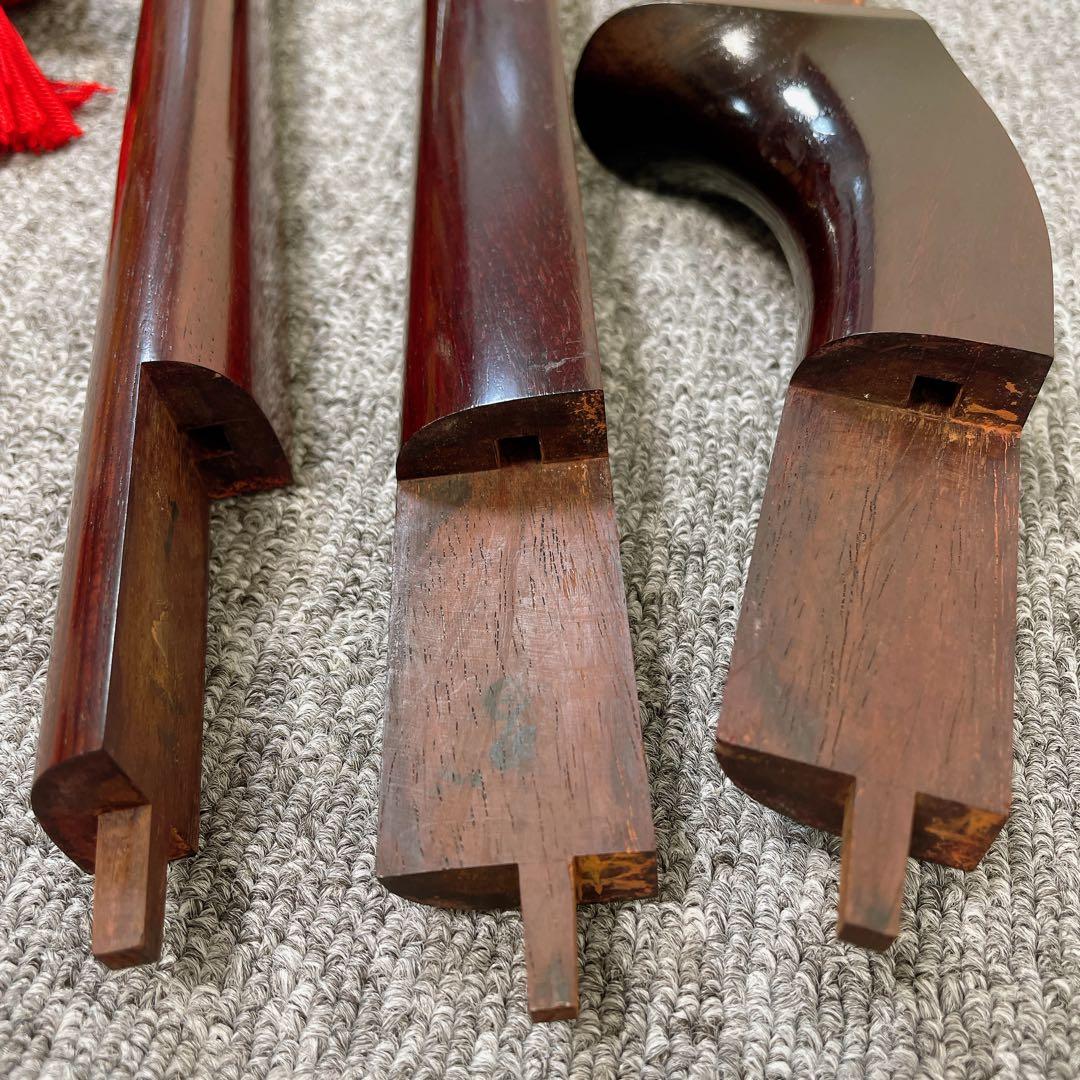 三味線 細棹 紅木 平溝 丸打胴 犬皮 和楽器