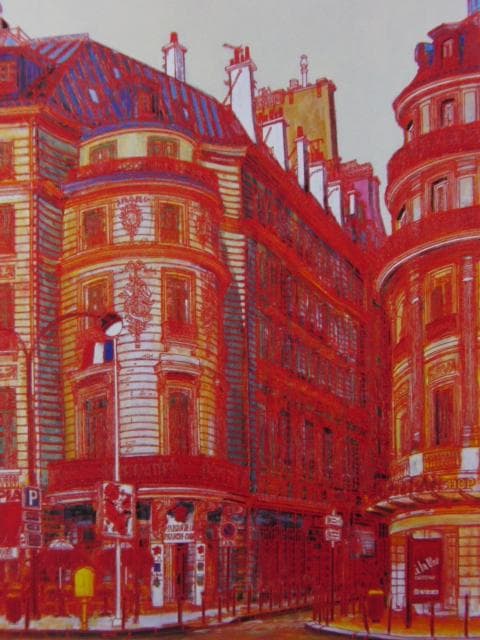 赤木曠児郎、【コーマルタン通り】、希少な画集画、新品高級額・額装付