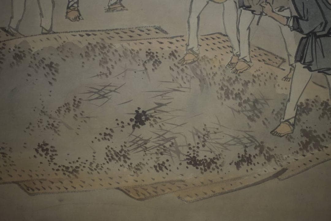 真作/景文/人物収穫図/農耕図/布袋屋掛軸HI-53