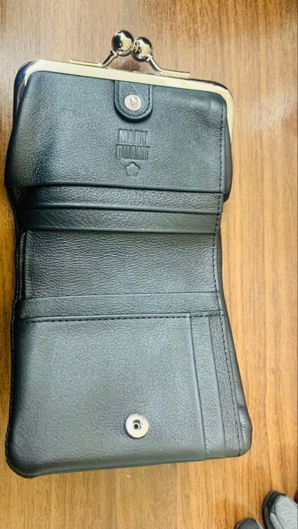 MARY QUANT フレンチシームガマロ ウォレット ブラック財布 がま口