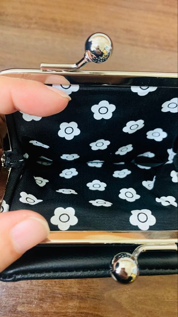 MARY QUANT フレンチシームガマロ ウォレット ブラック財布 がま口