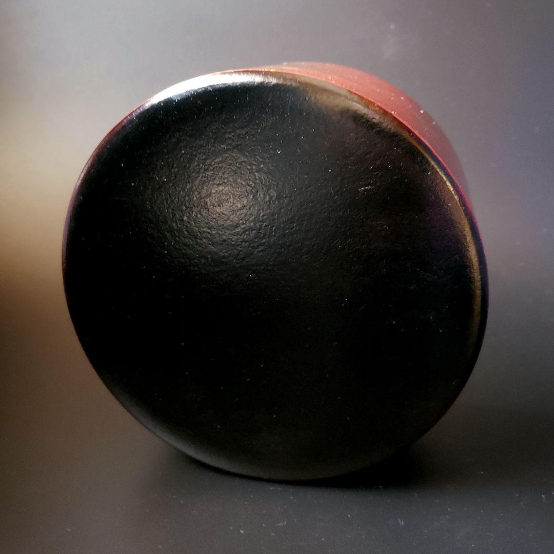 茶道具 一閑張 溜塗 箔散らし 曲 建水 鈴木表朔 共箱 京都 漆芸