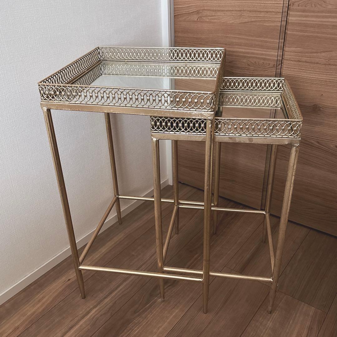 ZARA  ミラー ゴールドネストテーブル ※小さい方のテーブルのみ