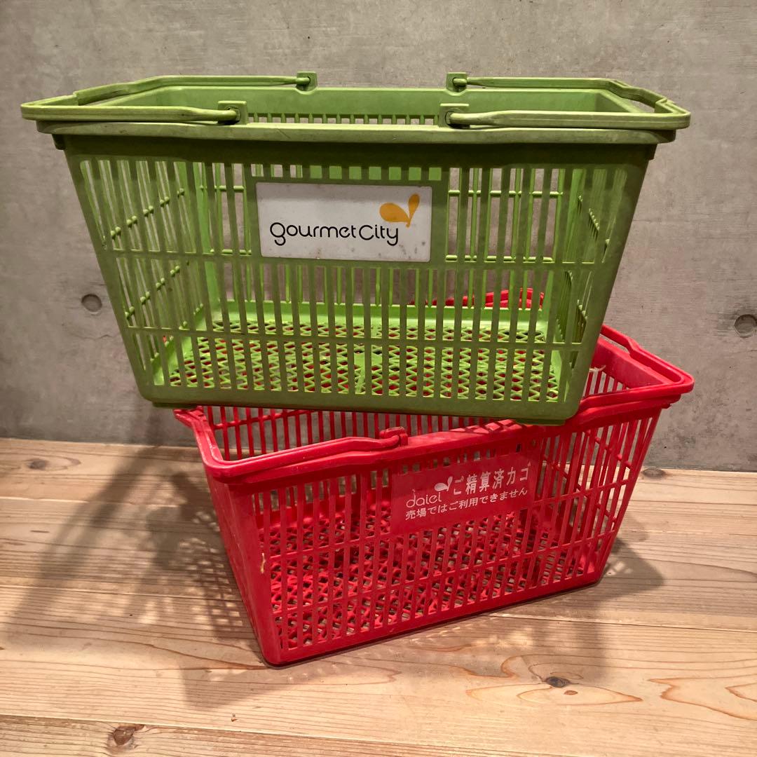 昭和レトロ　ダイエー＆グルメシティ　買い物かご　レトロポップ　収納　かご　店舗