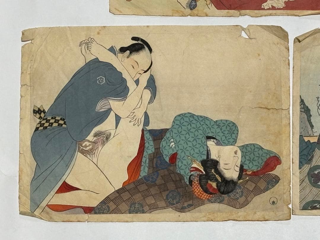 「明治期頃 彩色木版画 春画」5枚|艶本 浮世絵 和本 歌川国貞 木版刷り